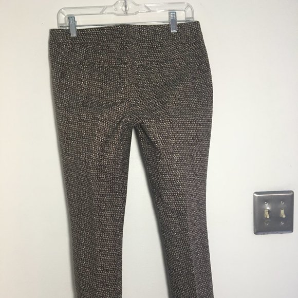 Kenar flat front fitted cropped pants, size 4, black/brown/white pattern - Picture 2 of 7
